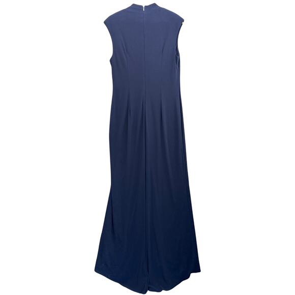 Vince Camuto Beaded Nay Blue V Neck Maxi Formal Evening Dress Women 10 - Picture 7 of 11